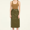 Pu Side Pockets Midi Skirt
