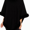 Classic Black Poncho With Faux Fur Trim