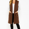 Structured Sleeveless Longline Vest With Pockets