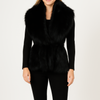 Black Sleeveless Faux Fur Vest With Cinched Waist