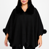 Trim Cape With Faux Fur Collar