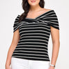 Plus Size Ots Knit Ribbed Striped Top