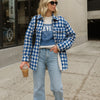 Gingham Plaid Shacket Flannel Button Down