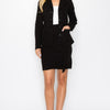 LS Belted Button Up Jacket & Pencil Skirt Set