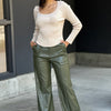 Front Pleated Faux Leather Wide Leg Pants