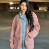 Teddy Fleece & Denim Jacket With Square Pockets