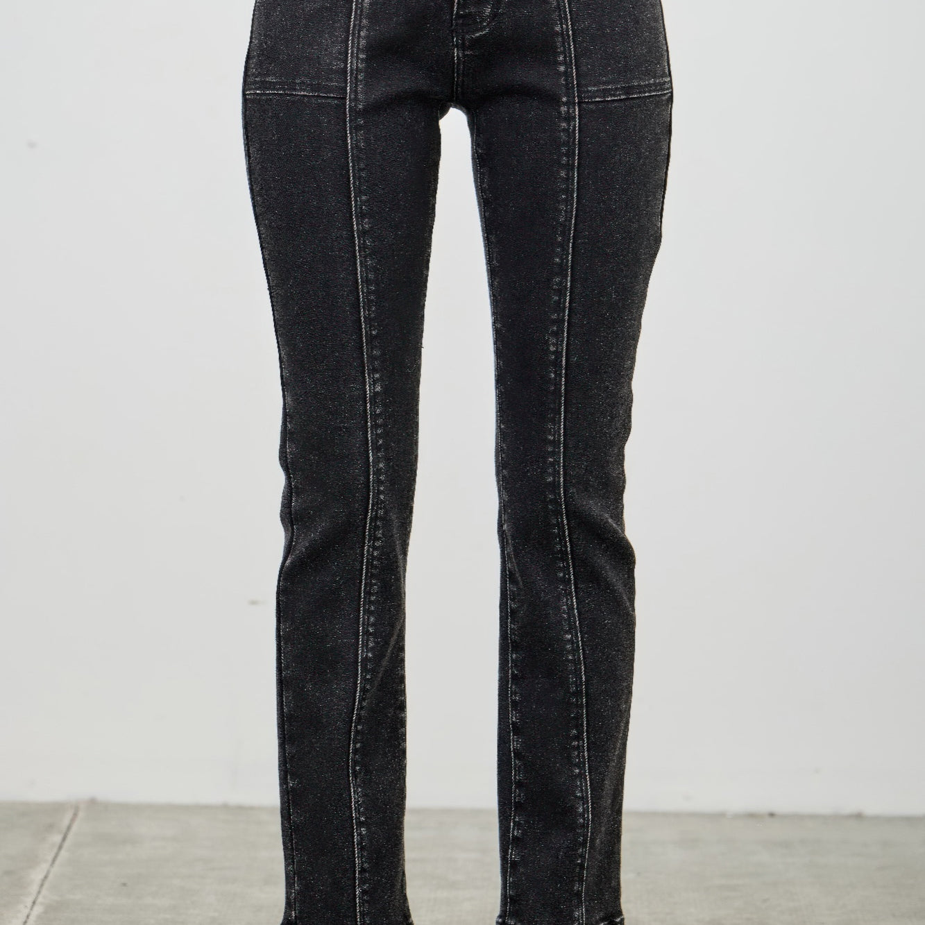 Mid Rise Slim Straight In Black Acid - edgy mid rise slim straight jeans in black acid wash.