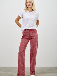 High Rise Slim Wide Straight jeans featuring a flattering high-rise waist and straight leg design.