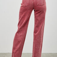 High Rise Slim Wide Straight jeans back view in a soft, stretch-infused fabric with a flattering fit.