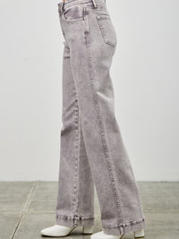 High Rise Slim Wide Straight jeans in gray, with a modern fit and comfortable high-rise waist.