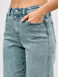 High Rise Slim Wide Straight jeans featuring a flattering high-rise waist and a slim fit through the hips.