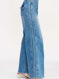 High Rise Wide Leg With Tummy Control - stylish wide leg jeans showcasing a flattering fit and supportive waistband.