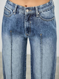 Mid Rise Straight With Pintuck jeans featuring refined pintuck detailing and a mid-rise waist for a structured look.
