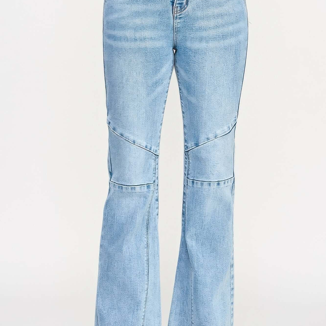 High Rise Flare With Seam Detail jeans featuring elongating seams and a stylish flare.