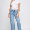 High Rise Dad Jeans W/ Fringe Waistband Detail