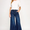 High Rise Wide Leg With Button Slit