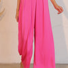 Washed Poly Silk Asymmetrical Pleated Pants