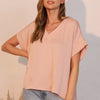 Washed Poly Silk V-Neck Tee