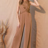 Washed Poly Silk Twist Front Jumpsuit