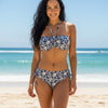 Elegant Floral Print Bandeau Bikini Set With