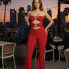 Cut-out,strapless Jumpsuit That Flares Out