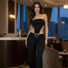 Side Cutouts Gold Heart-shaped Wide-leg Jumpsuit