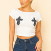 Cross Patch Detail Fitted Crop Top