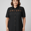 The Inez Lace Panel Collared Blouse