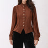 Satin Victorian Button-Up Top — Structured & Sleek
