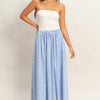 The Stripe Flow — Strapless Midi Dress