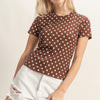 Polka Dot Crew Neck Top — Short Sleeve