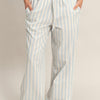 Vertical Striped Elastic Pants With Side Pockets