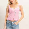 Gingham Tie Front Tank Top