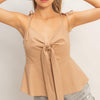 Knotted Tie-Front Spaghetti Strap Top