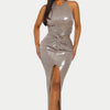 The Lustrous Knot — Satin Midi Dress