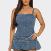 The Denim Romper Dress — Belted Waist, Instant Outfit