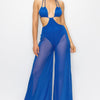Bikini Top And Mesh Wide Pant Jumpsuit