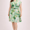 Plus Size Floral Waist Tie Shirt Dress