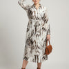 Animal Print Belted Button-front Midi Shirt Dress