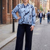 Rust Abstract Print Button-up Shirt