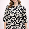 Geo Circle Print 3/4 Sleeve Button-up Shirt