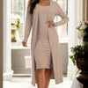 Ribbed Cardigan and Cami Dress Set - Chic & Comfortable