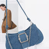 Faux Denim Handle Bag