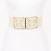 Faux Straw Two Buckle Elastic Belt