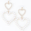Twin Pearl Jewel Heart Drop Earrings