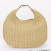 Faux Straw Metal Handle Hobo Bag