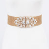 Multi Stone Metallic Straw Stretch Belt