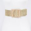 Wide Pearl Buckle Elastic Belt
