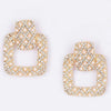 Rectangle Link Faux Pearl Rhinestone Dangle Earrings