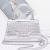 Crocodile Embossed Metallic Leather Top Handle Bag